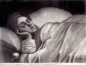 drawing of sleeping woman