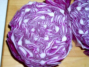 cut head of purple cabbage