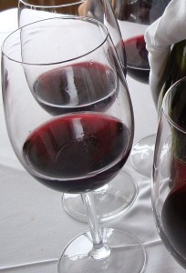 red wine in glasses