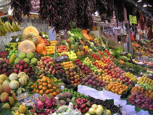 fruit stall in markets in Barcelona