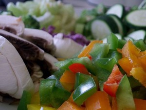 chopped vegetables - capsicum, mushroom, zucchini, onions