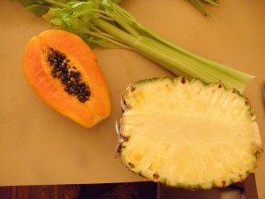 papaya, pineapple and celery