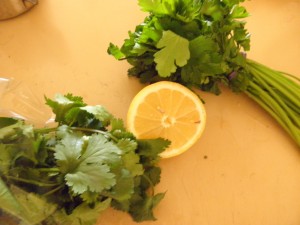 parsley, lemon and coriander