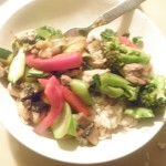 chicken stirfry on brown rice