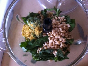 pine nuts basil garlic nutritional yeast etc